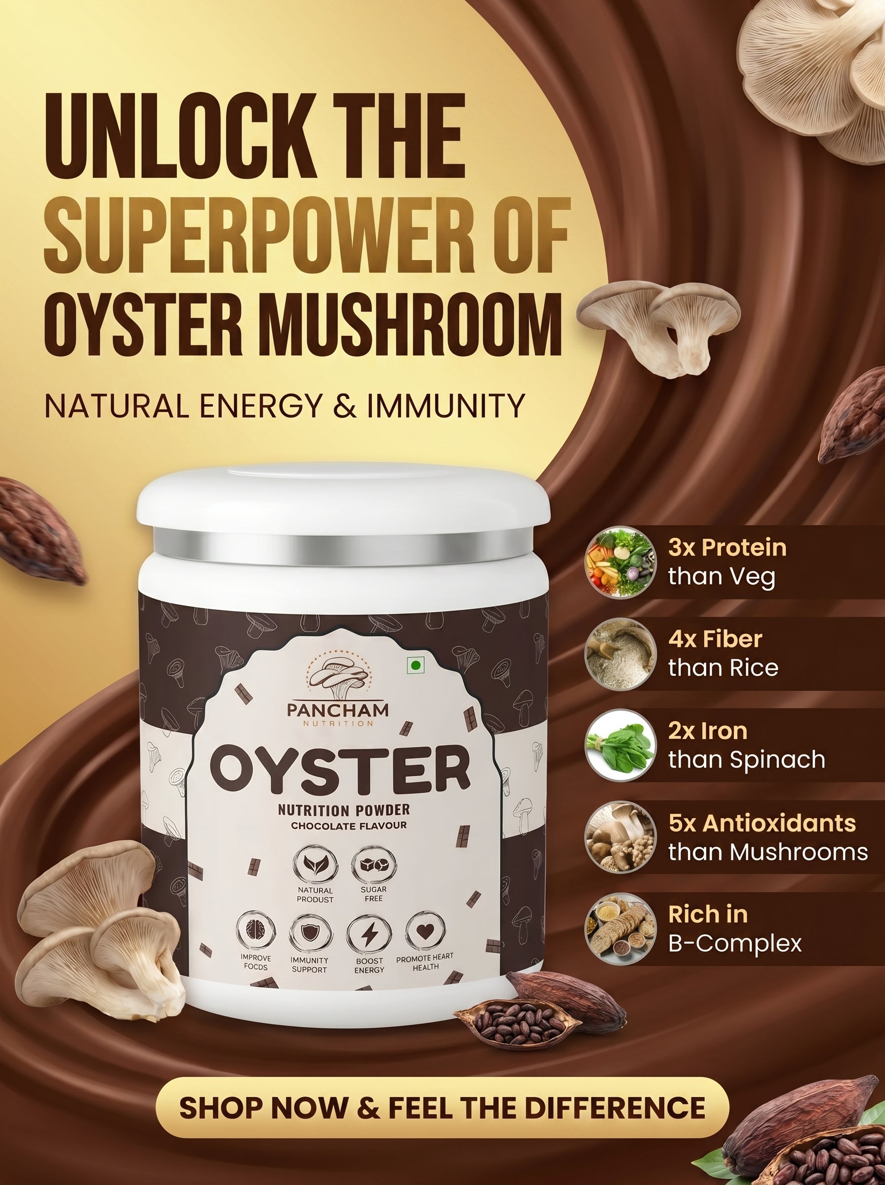 Oyster Mushroom Nutrition Powder (Chocolate Flavour)